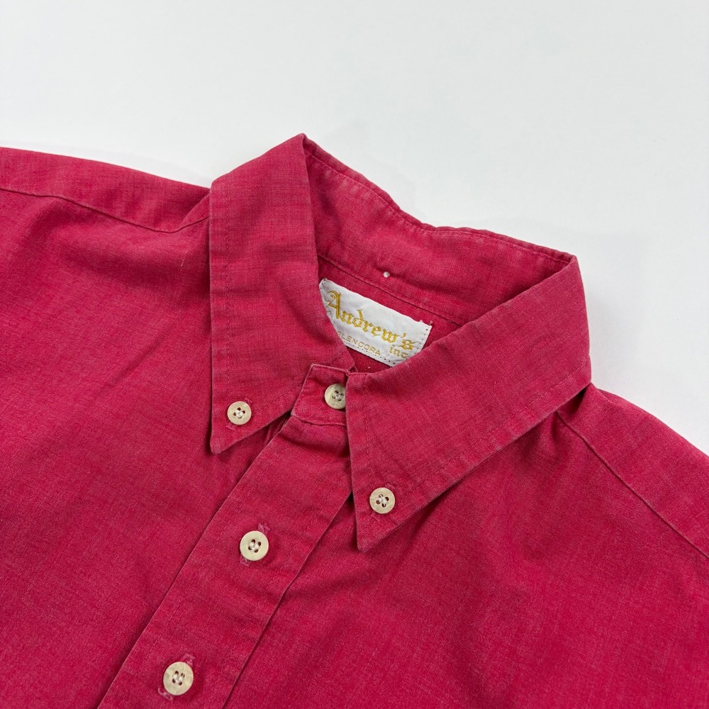 Andrew's Inc Glendora Popover Shirt Mens XL Raspberry Red Vintage Short Sleeve